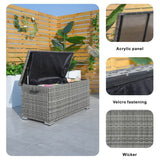 Small Outdoor Rattan Storage Box - Weather-Resistant Garden Storage Chest, Grey