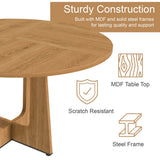 Round Dining Table for 4 - 47 Inch Farmhouse Kitchen Table with Wood Grain Finish, Circular Dining Table for Dining Room & Kitchen, Oak