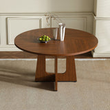 Round Dining Table for 4 - 47 Inch Farmhouse Kitchen Table with Wood Grain Finish, Circular Dining Table for Dining Room & Kitchen, Walnut