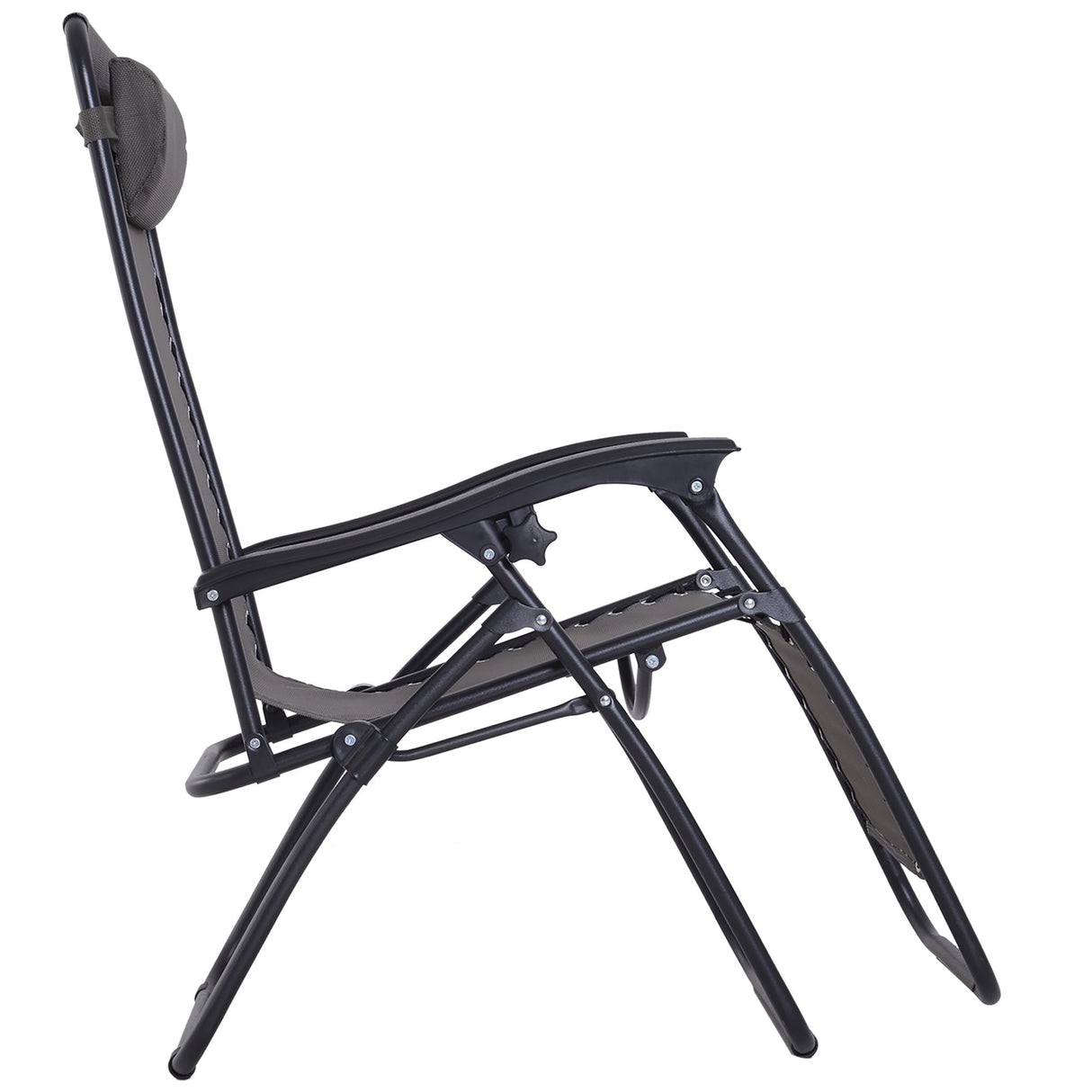 Folding Zero Gravity Chairs with Cup Holders, Reclining, Dark Grey