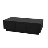 High Gloss Black Coffee Table with Storage - Push-to-Open Drawers, Modern Living Room Table