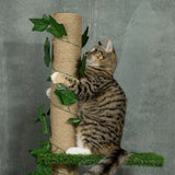 Cat Tree, 242cm Adjustable Floor-To-Ceiling with Perches, Anti-Slip Kit - Green
