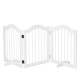 Dog Gate 3 Panels Freestanding Wood White