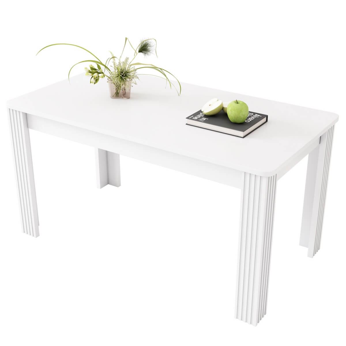 4-Seater Dining Table – White MDF Rectangular Table for Kitchen, Dining Room or Café