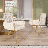 Velvet Swivel Dining Chair - Luxury Armchair, Beige
