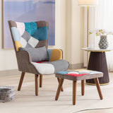 Lounge Chair with Footrest - Upholstered Armchair with Cushion, Multi Colour