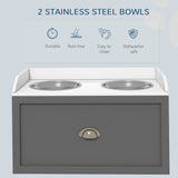 Stainless Steel Raised Dog Bowls with 21L Storage Drawer for Large Dogs - Grey