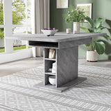 Extendable Dining Table, Space-Saving Multifunctional, Grey