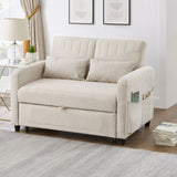 [Sofa Bed with Sleeping Function] Two-Seater Fold-Out Sofa, Pull-Out Design, Simple and Modern, Contemporary Style, Three-Level Adjustable Backrest, Breathable Cotton-Linen Fabric