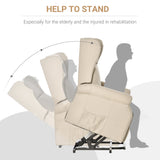 Power Lift Recliner Armchair, Electric Lift Chair with Remote Control, Side Pockets, Extended Footrest, Beige Fabric