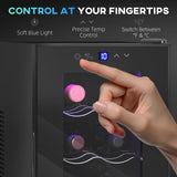 Mini Table Top Wine Fridge, 8 Bottle 17L, 8-18?? Quiet, Glass Door LED Light Digital Touch Screen