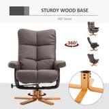 Recliner Armchair, Swivel Reclining Chair with Storage Ottoman, Faux Leather Brown
