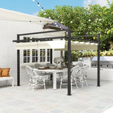Aluminium Pergola, 3 x 3m with Retractable Roof - Grey/Khaki