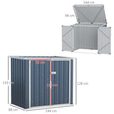 Garden 2-Bin Storage Shed, Double Rubbish Hide Dustbin, Steel