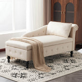 Velvet Chaise Lounge Sofa with Storage – Modern Upholstered Couch, Button-Tufted, Living Room