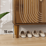 Shoe Storage Cabinet with 2 Flip-Down Drawers - Freestanding Shoe Rack with Metal Handles and Grooved Design for Entryway