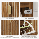 Shoe Storage Cabinet with 2 Flip-Down Drawers - Freestanding Shoe Rack with Metal Handles and Grooved Design for Entryway