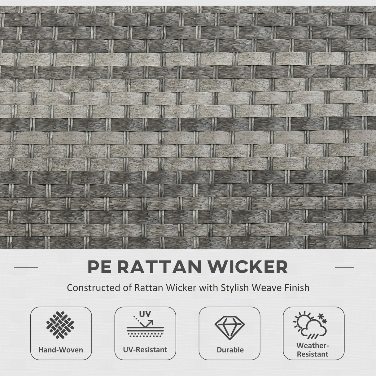 Seven-Piece Firepit Table Rattan Sofa Set - Grey