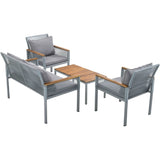 Garden Furniture Set with Cushions – Rattan Outdoor Lounge, Double Sofa, 2 Armchairs & Table