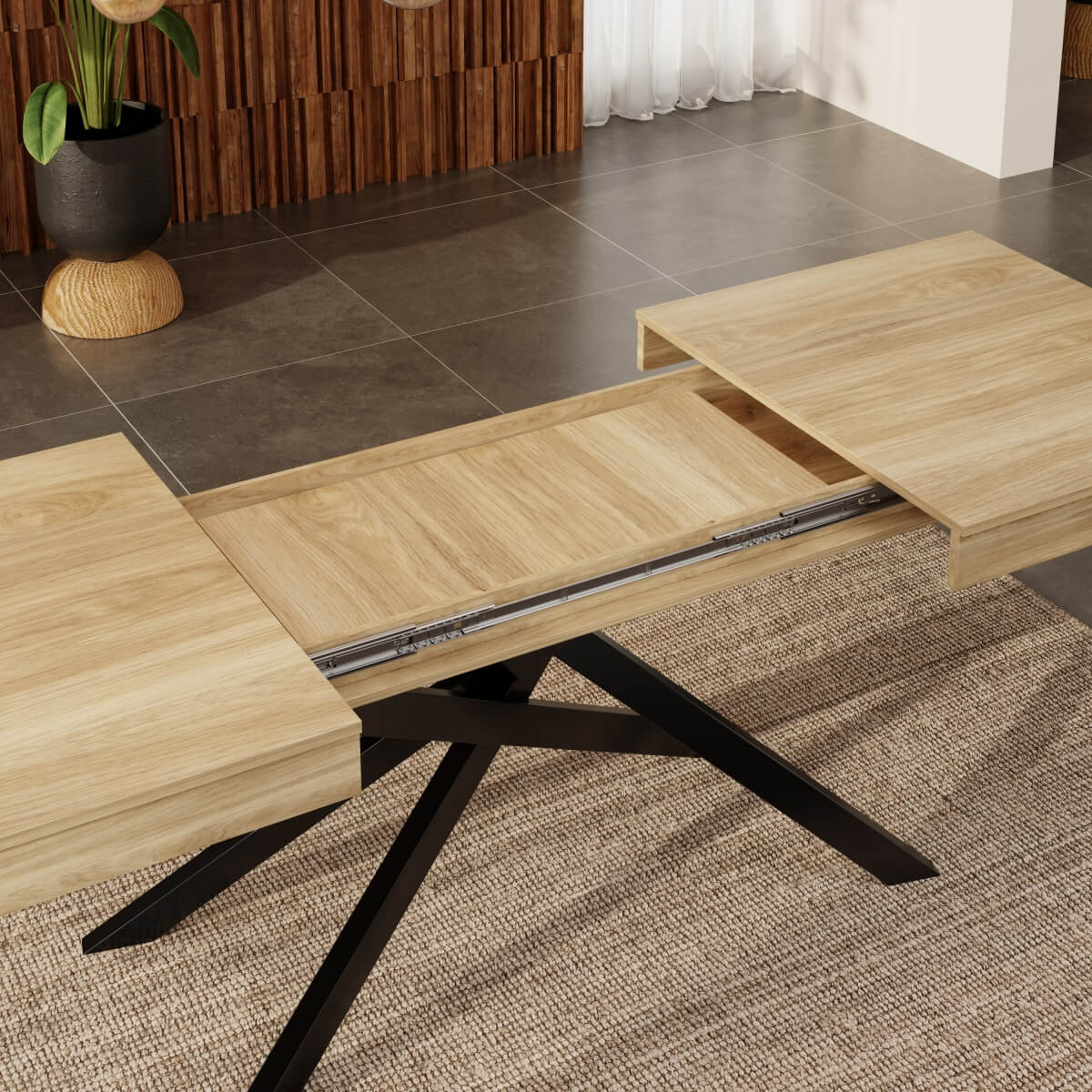 Extendable Dining Table 140 to 180 cm – Rectangular Table for 6 to 8 People with Metal Legs