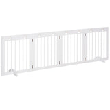 Freestanding Pet Gate Folding Safety Fence with Support Feet for Doorway Stairs, White