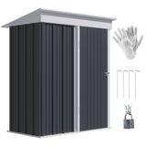 Metal Garden Shed, Outdoor Lean-to for Tools and Motorbike, with Adjustable Shelf, Lock, Dark Grey