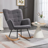 Berber Fleece Glider Rocker, Nursing Wingback Rocking Chair, Dark Grey