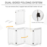 Wooden Pet Gate, Freestanding Foldable Dog Barrier with Support Feet