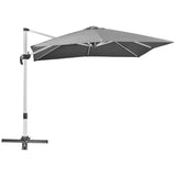 Cantilever Roma Parasol, Square Garden Umbrella with Cross Base, Crank, Tilt, 360?? Rotation, Aluminium Frame, Grey