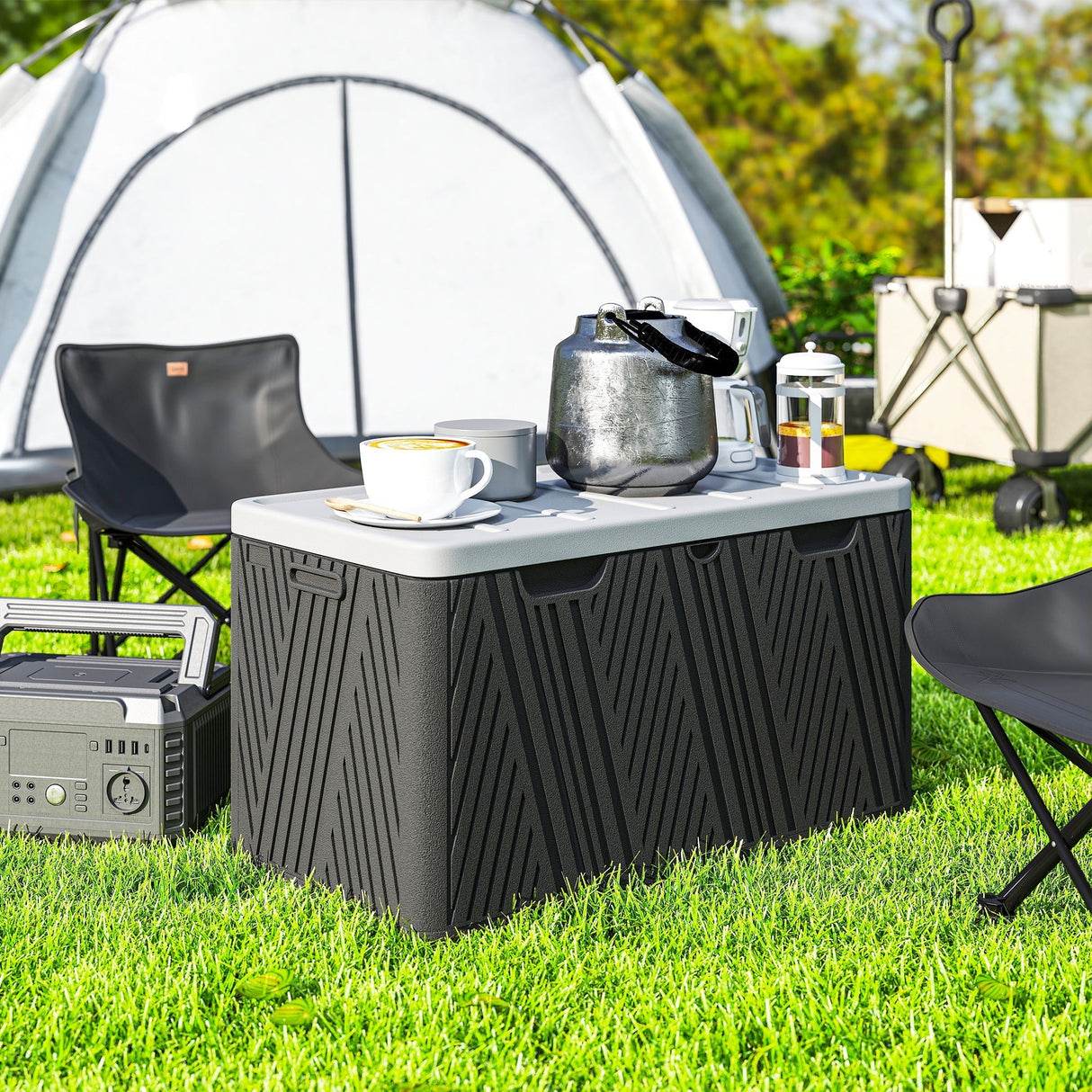 380L Outdoor Storage Box, Waterproof with Lockable Lid - Black
