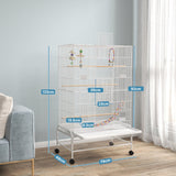 Bird Cage with Stand, Toys, Accessories for Canaries, Finches, White