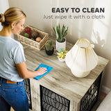 PawHut Indoor Dog Crate Furniture End Table with Cushion, Lockable Door, for Extra Large Dogs - Grey
