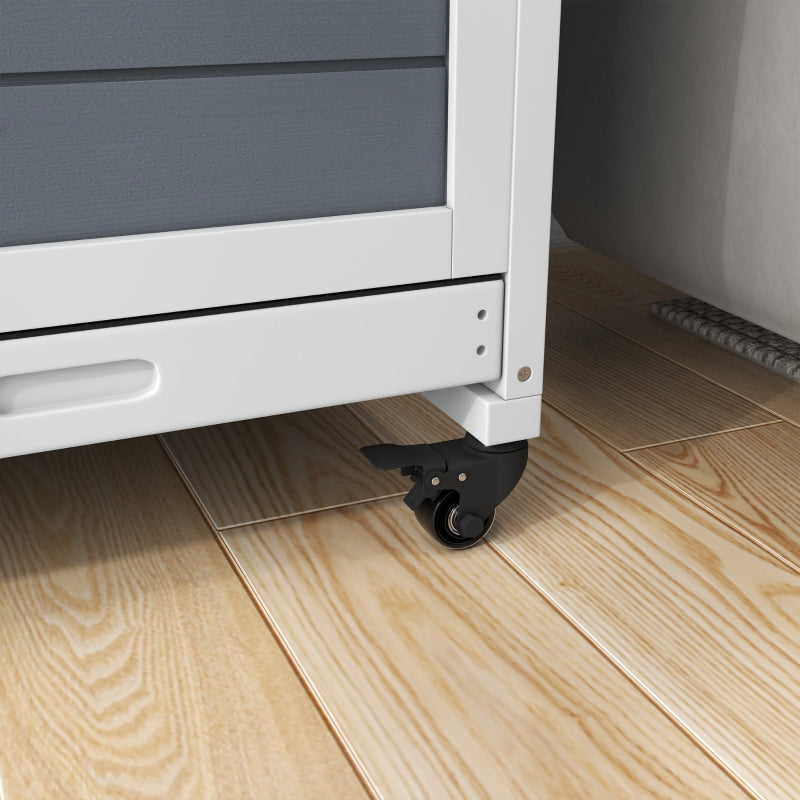 Double Deckers Guinea Pig Cage, Indoor Rabbit Hutch with Feeding Trough, Trays, Ramps, Openable Top - Grey