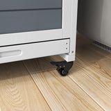 Double Deckers Guinea Pig Cage, Indoor Rabbit Hutch with Feeding Trough, Trays, Ramps, Openable Top - Grey