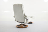 Chenille Upholstered Massage Recliner with Ottoman Footstool, 5 Points Massager, White