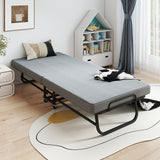 Portable Folding Single Bed with Wheels, 79x190cm Fold Up Guest Bed, 6cm Thick Memory Foam Mattress & Sturdy Metal Frame, Multi-Use Foldable Bed for Home, Office, Outdoor, Dorm & Temporary Rest
