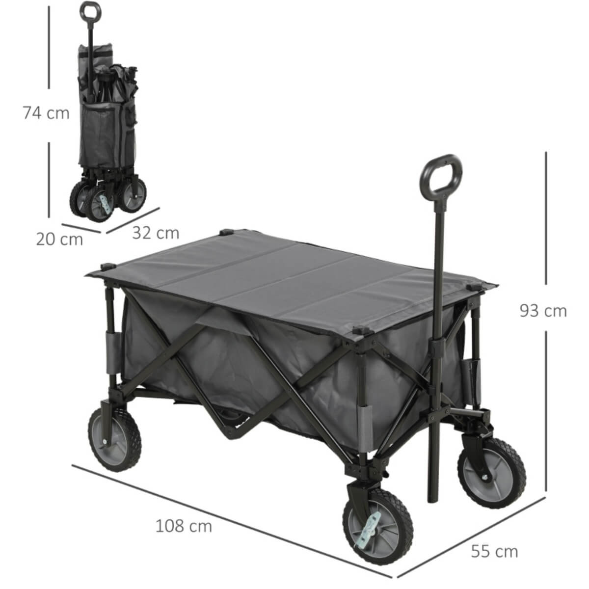 Folding Garden Trolley – Collapsible Camping Wagon, Outdoor Utility Cart