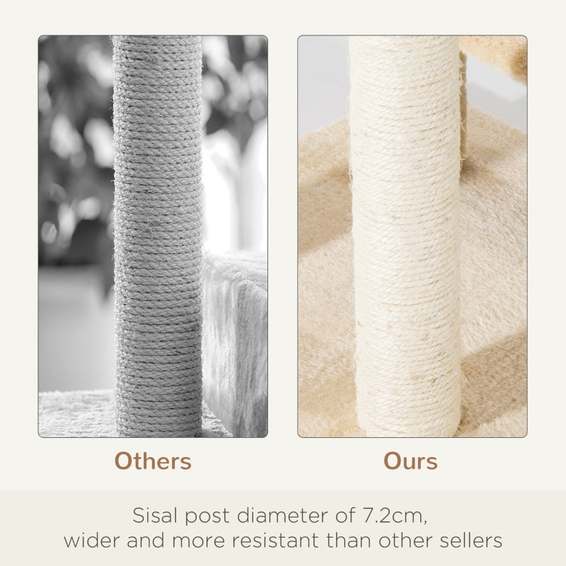 Cat Tree 100 cm Indoor Kitten Scratching Post Climbing Tower Beige