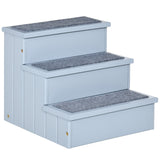 Dog Steps Pet Stairs, 3 Step Wooden with Storage, Grey
