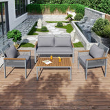Garden Furniture Set with Cushions – Rattan Outdoor Lounge, Double Sofa, 2 Armchairs & Table