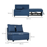 Convertible Single Sofa Bed, 3-in-1 Sleeper Chair, Blue