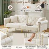 Modern 2-Seater Sofa Bed with 3-Stage Adjustable Backrest, Velvet