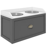 Stainless Steel Raised Dog Bowls with 21L Storage Drawer for Large Dogs - Grey