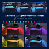 Nightstand with LED Bedside Table Cabinet Lights and 2 Drawers, Black Gold