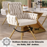 Set of 2 Velvet Swivel Dining Chairs ¨C Beige Armchairs with Metal Legs, Luxury Living & Bedroom Chairs