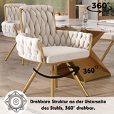 Velvet Swivel Dining Chair - Luxury Armchair, Beige