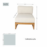 L-Shape 4-Seater Solid Acacia Modular Sofa Set with Oval Coffee Table (PAS-2516-LS+CS+RS+OTA)