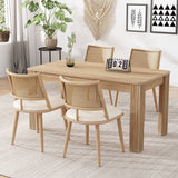 Set of 2 PU & Rattan Kitchen Chairs – Bamboo Frame Retro Side Chairs for Home, Café & Restaurant