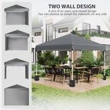 Pop Up Gazebo 3 x 3 (M), UPF 30+, 2 Sidewalls, Leg Weight Bags, Wheeled Bag, Height Adjustable, Dark Grey