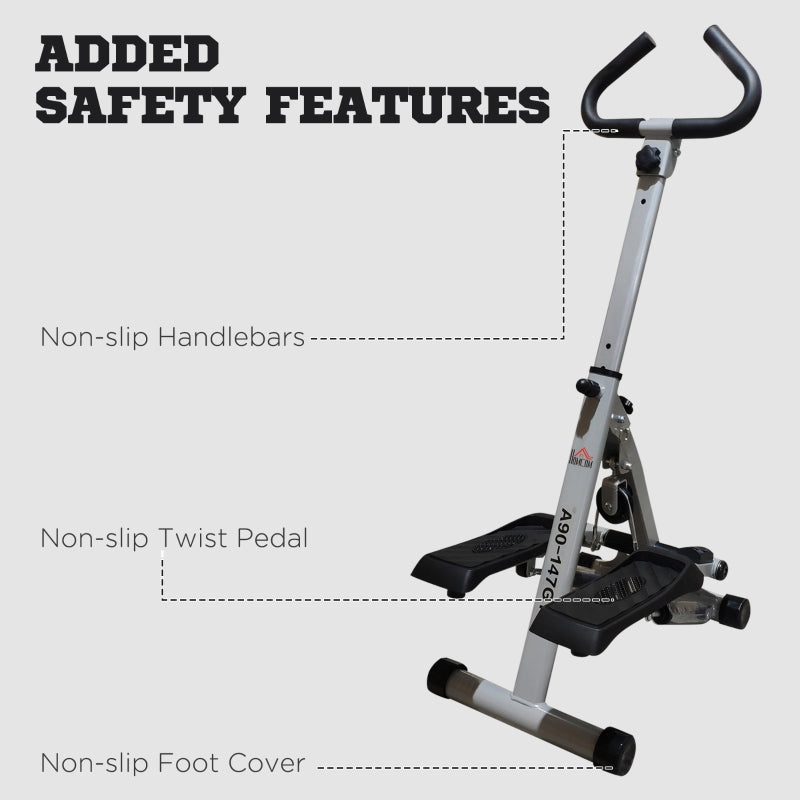 Stepper with Handle Hand Grip for Fitness Aerobic Exercise Grey